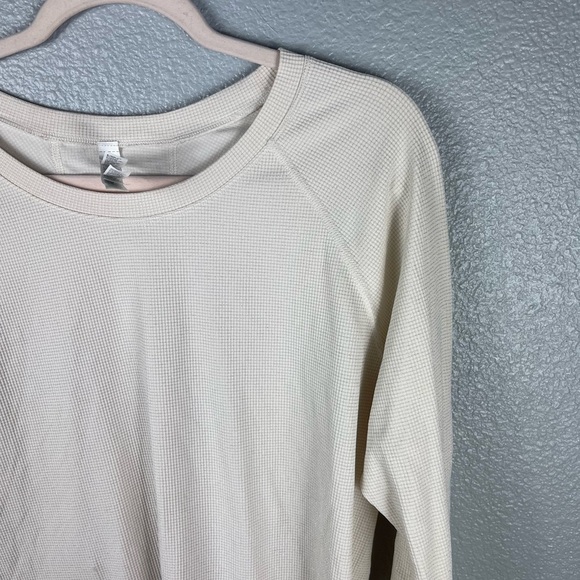 Athleta Speckled Waffle Thermal Long Sleeve Womens XL Cream Lightweight - Picture 6 of 8